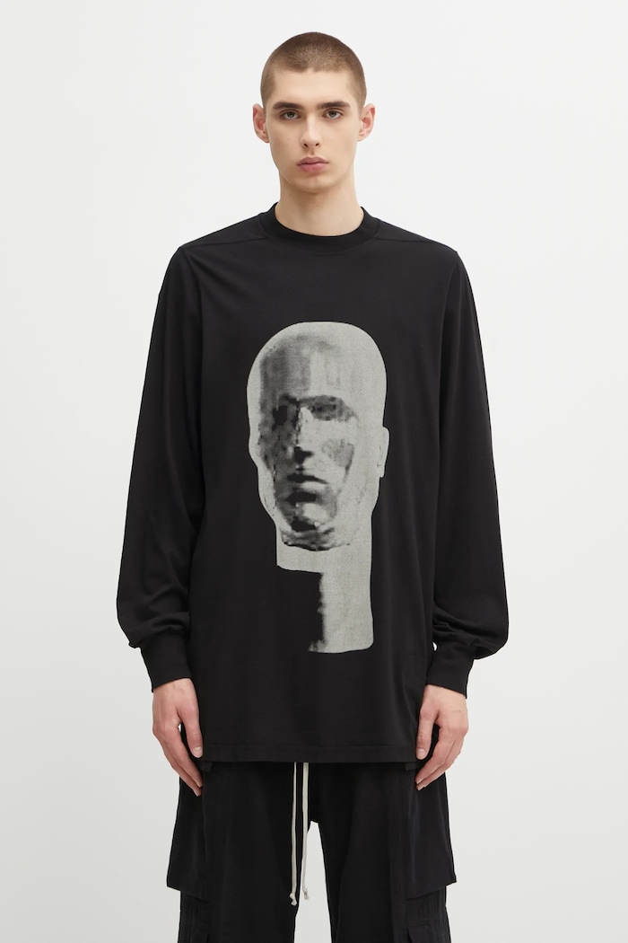 Rick Owens DRKSHDW longsleeve din bumbac Jumbo Ls T print negru DU02E7261.RNEP1