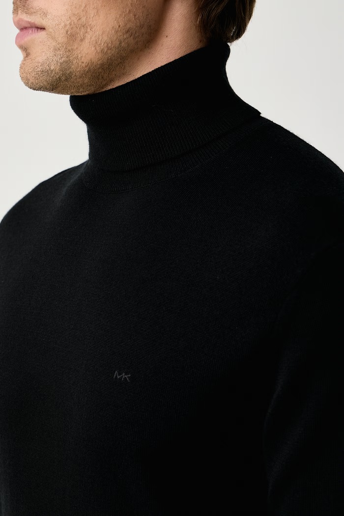Sweter męski z wełny merino Michael Kors CF460F97AP czarny