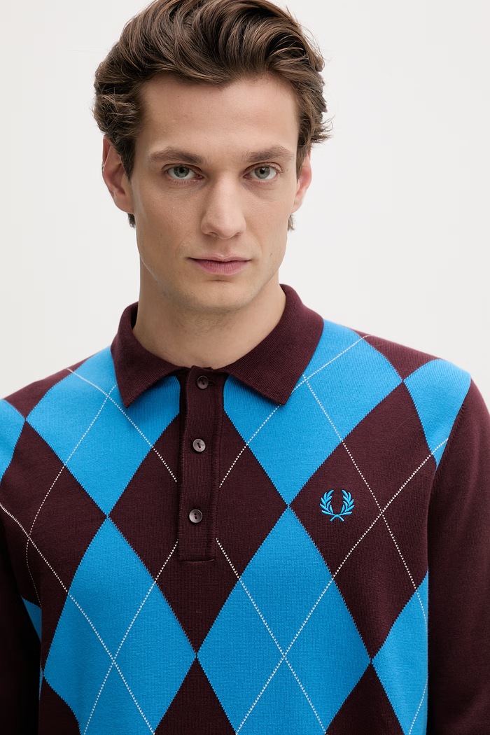 Bombažen pulover Fred Perry bordo K1318