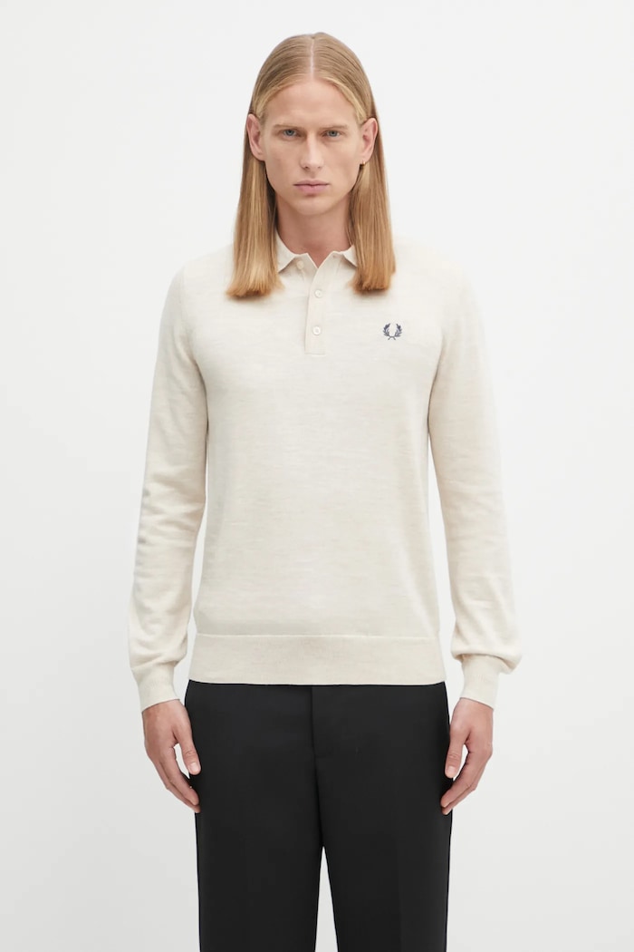 Свитер с шерстью Fred Perry меланж бежевый K4535