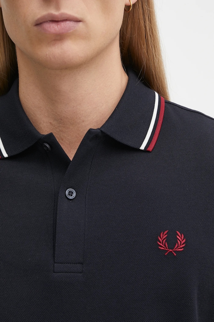 Βαμβακερή μπλούζα με μακριά μανίκια Fred Perry σκούρο μπλε M3636