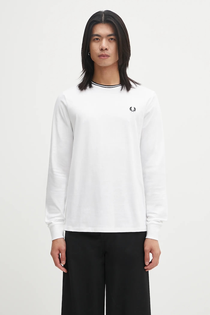 Bavlněné tričko Fred Perry regular bílá M9602