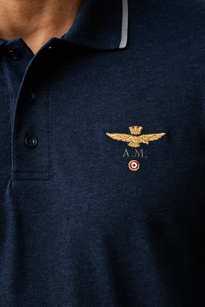 Aeronautica Militare longsleeve męski bawełniany PO1653UP00082 granatowy