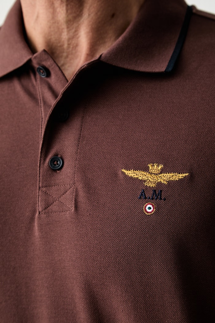 Aeronautica Militare longsleeve męski bawełniany PO1653UP00082 brązowy
