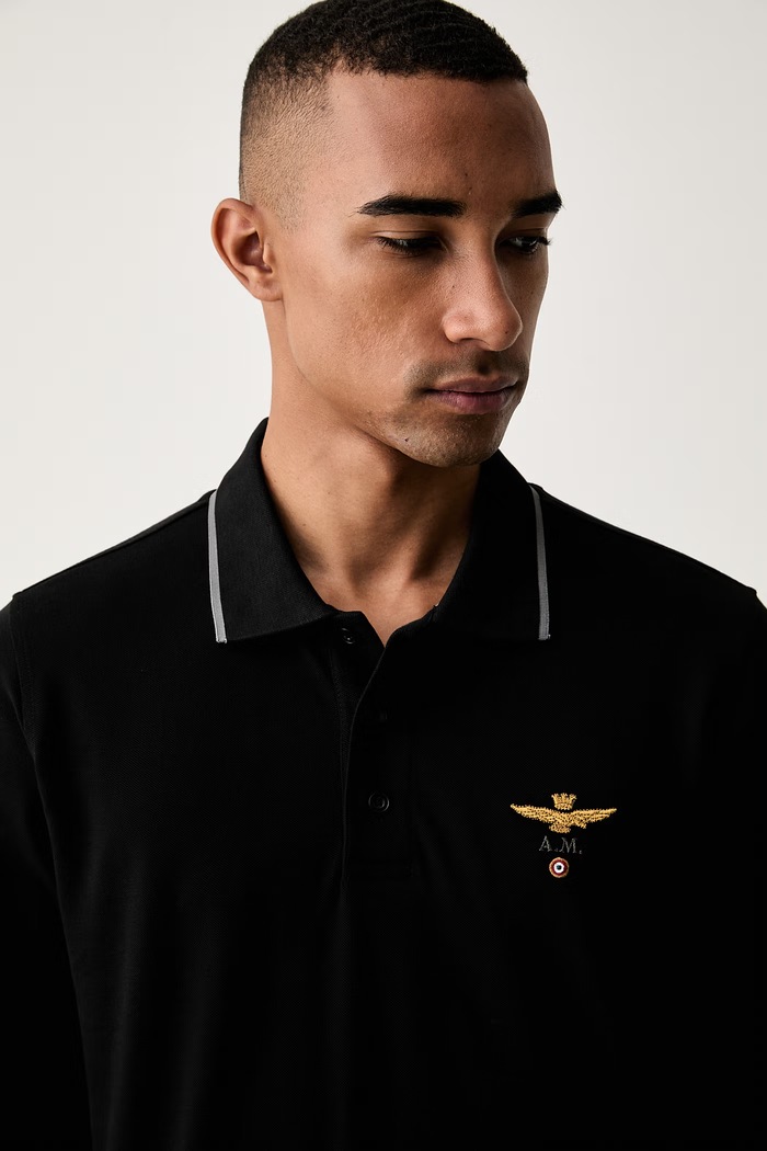 Aeronautica Militare longsleeve męski bawełniany czarny PO1653UP00082