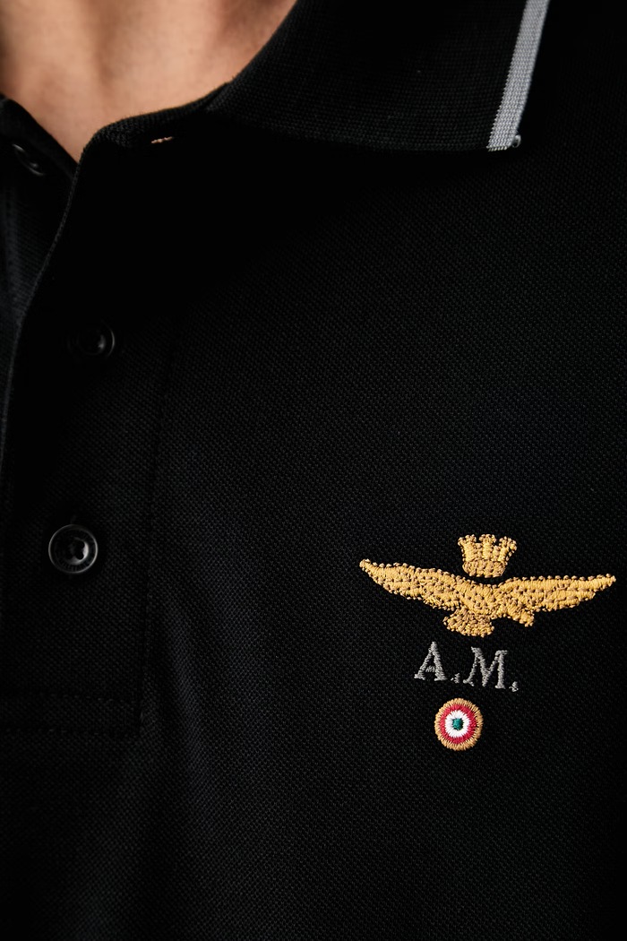 Aeronautica Militare longsleeve męski bawełniany PO1653UP00082 czarny
