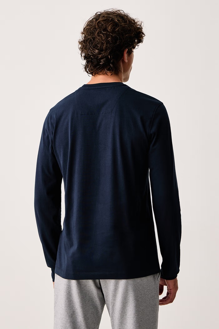 Odzież Aeronautica Militare Longsleeve męski bawełniany TS2390UJ00372 granatowy