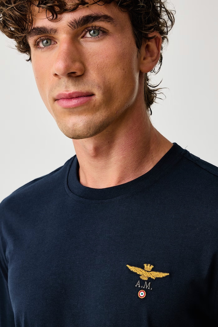 Longsleeve pentru bărbați din bumbac Aeronautica Militare bleumarin TS2390UJ00372