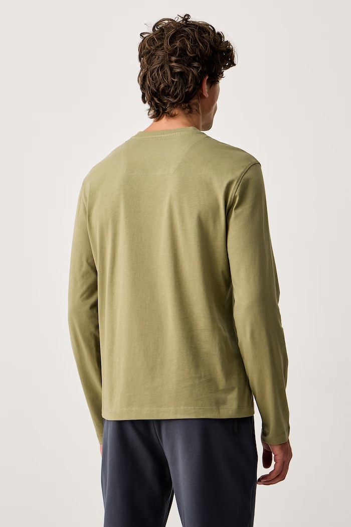 Odzież Aeronautica Militare Longsleeve męski bawełniany TS2390UJ00372 zielony
