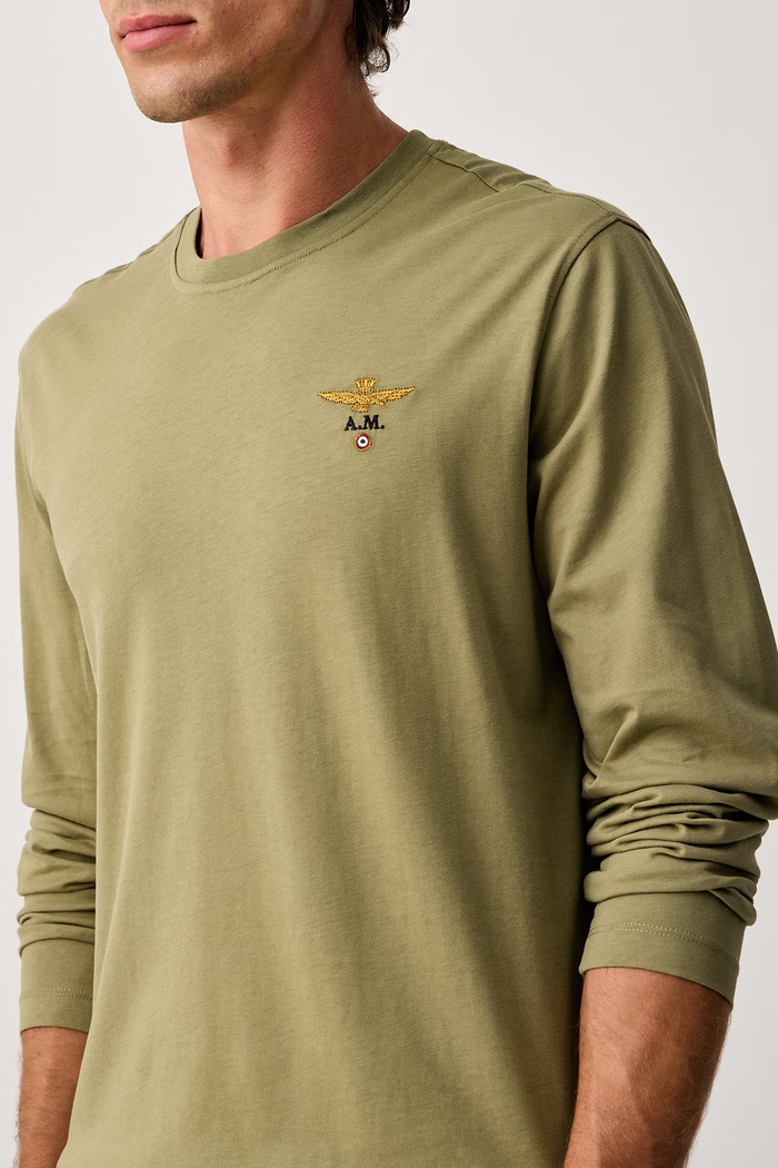Longsleeve męski bawełniany Aeronautica Militare TS2390UJ00372 zielony