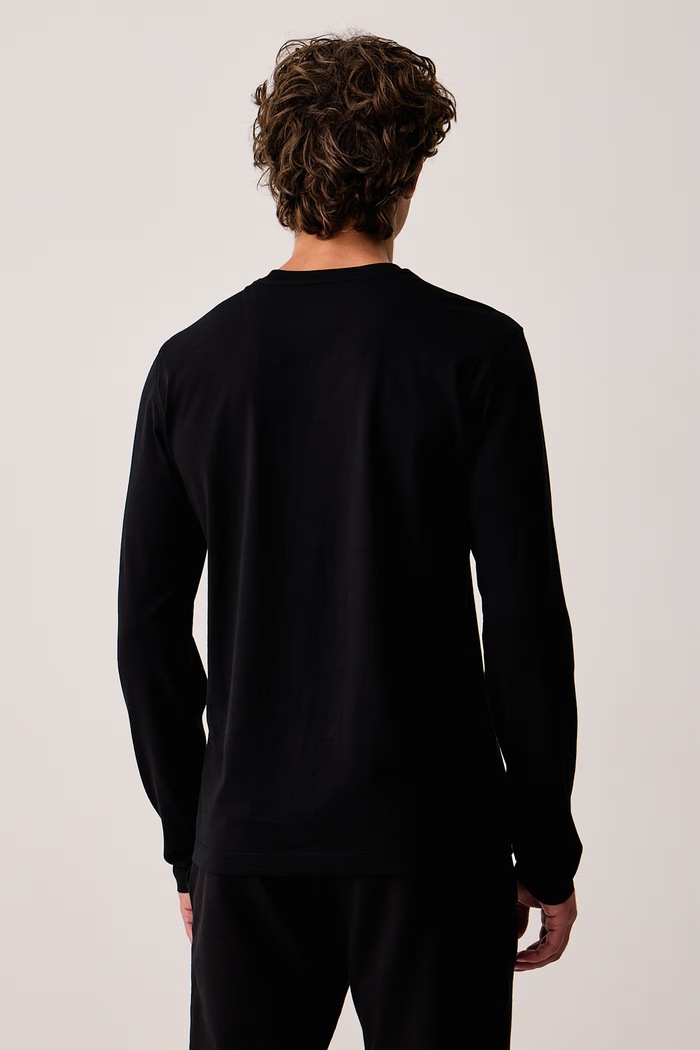 Odzież Aeronautica Militare Longsleeve męski bawełniany TS2390UJ00372 czarny