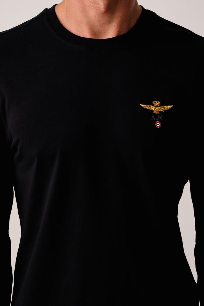 Longsleeve męski bawełniany Aeronautica Militare TS2390UJ00372 czarny