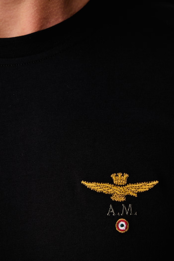 Лонгслив для мужчин из хлопка Aeronautica Militare чёрный TS2390UJ00372