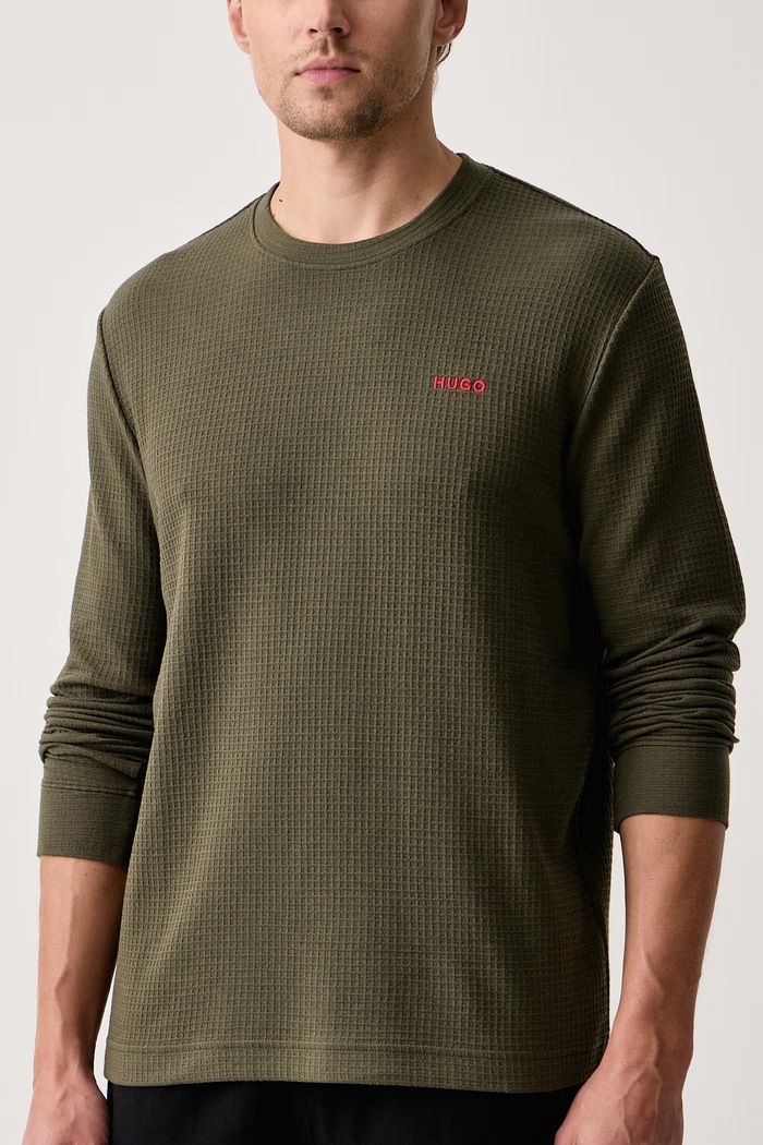 Longsleeve lounge pentru bărbați cu bumbac Austin LS Shirt HUGO 50532022 verde