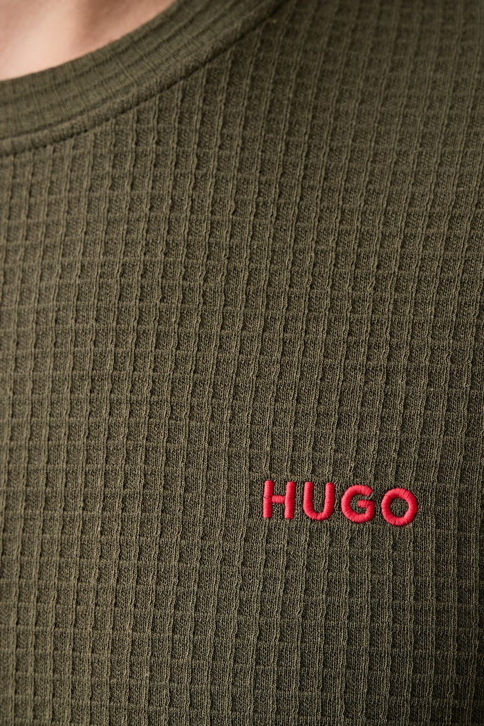 Longsleeve lounge pentru bărbați cu bumbac Austin LS Shirt HUGO verde 50532022