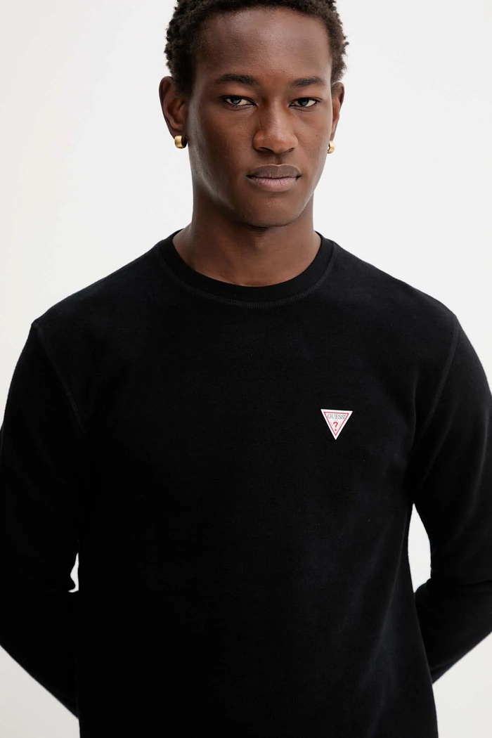 Guess Jeans top a maniche lunghe in cotone nero M4BI77.KCII1