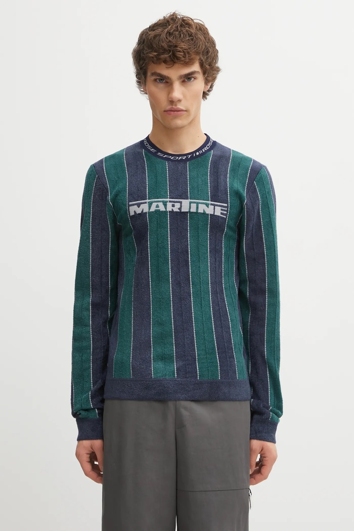 Martine Rose Longsleeve Sporty Logo Crew Neck zielony 982YA20407