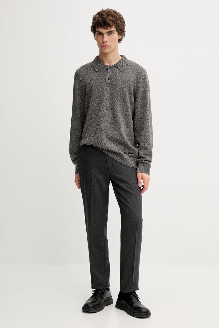 Les Deux pulover de bumbac Billy 1000556 gri AW25