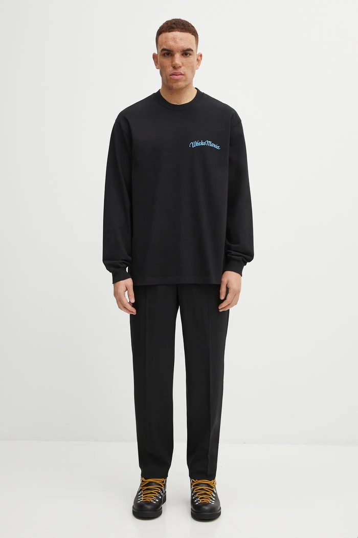 Bavlněné tričko s dlouhým rukávem Wacko Maria 25FW.WMT.LT05 černá