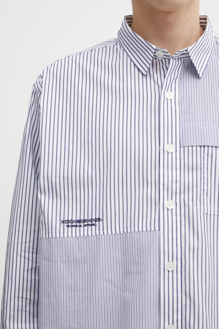 Βαμβακερό πουκάμισο NEIGHBORHOOD MULTI STRIPE μπλε 252SPNH.SHM05