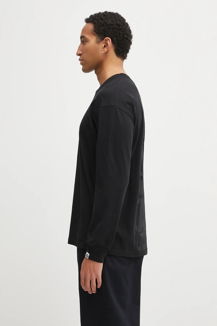 Bavlněné tričko s dlouhým rukávem AAPE Theme Main AAPLTM1752XXP černá AW25