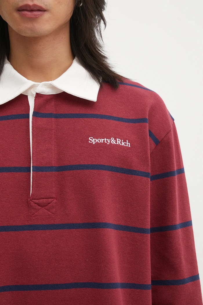 Бавовняний лонгслів Sporty & Rich Serif Logo Rugby червоний TO09562300RE40