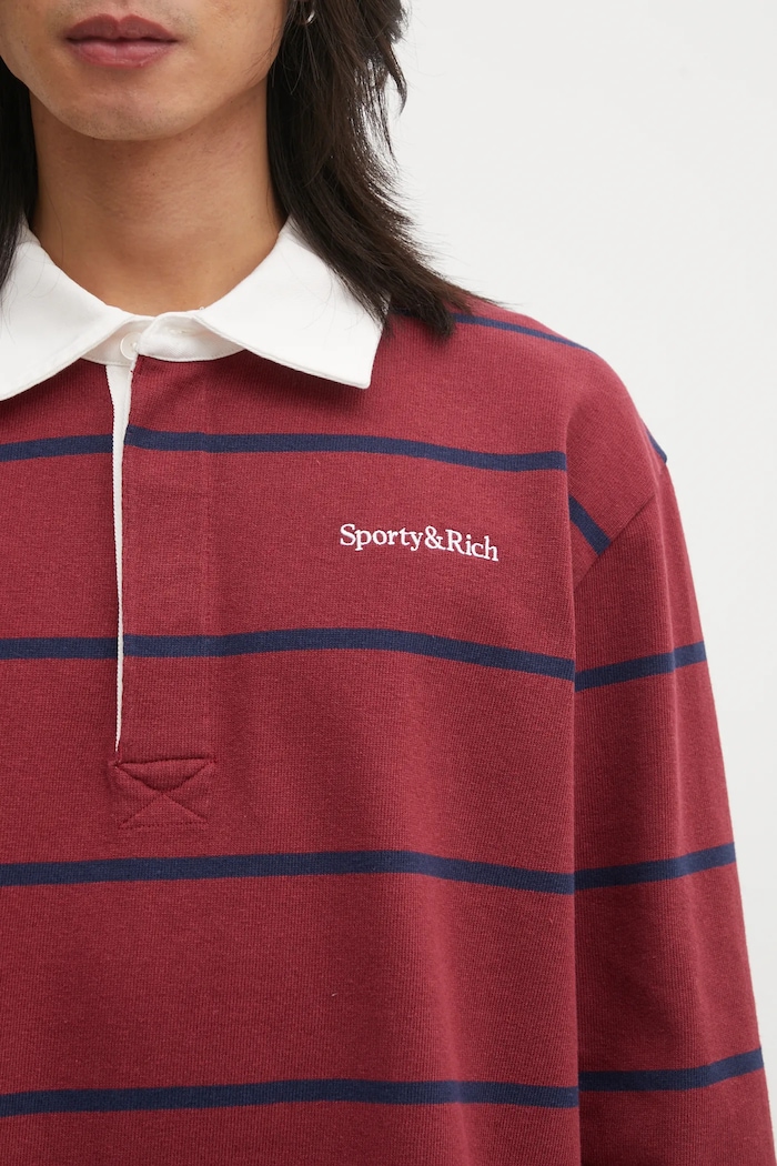 Бавовняний лонгслів Sporty & Rich Serif Logo Rugby червоний TO09562300RE40