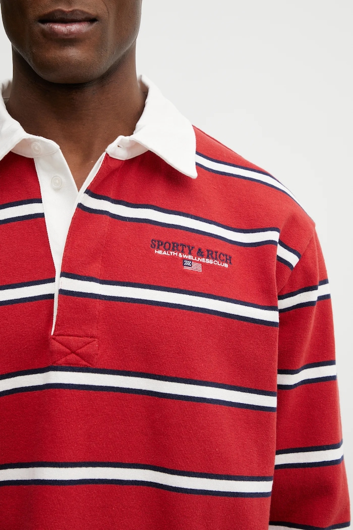 Бавовняний лонгслів Sporty & Rich S&R Nautical Rugby червоний TO09563178RE35