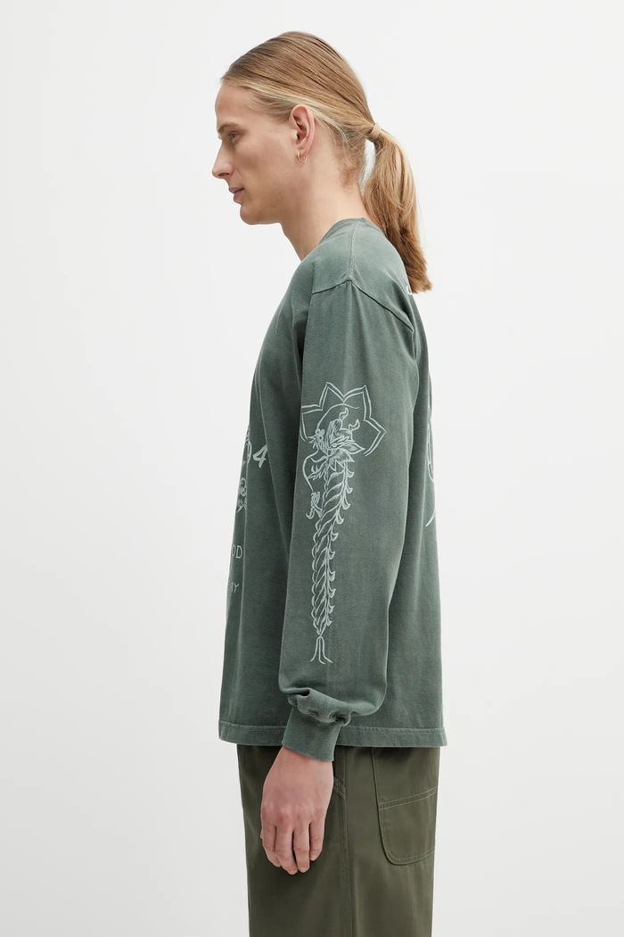 Βαμβακερή μπλούζα με μακριά μανίκια NEIGHBORHOOD NH . TEE LS-14 252PCNH.LT14 πράσινο AW25