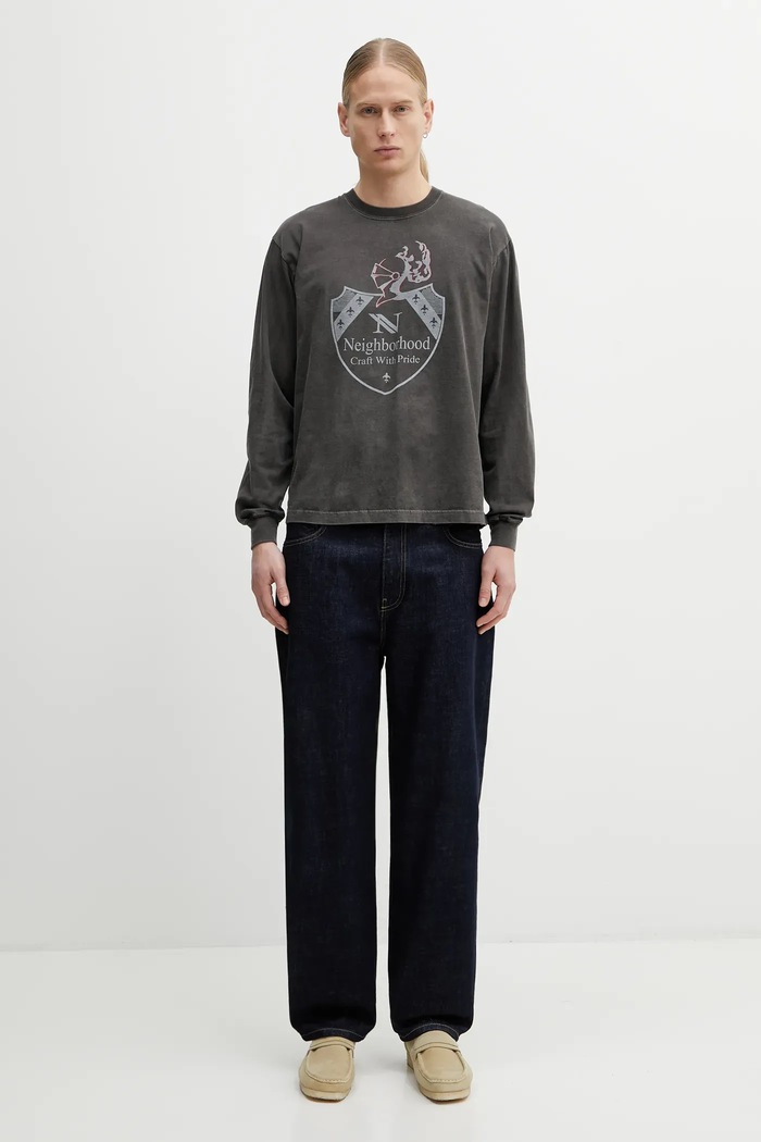 Βαμβακερή μπλούζα με μακριά μανίκια NEIGHBORHOOD NH . TEE LS-16 252PCNH.LT16 γκρί