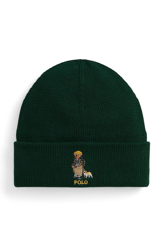 Detská bavlnená čiapka Polo Ralph Lauren stredne hrubá zelená 323980658001