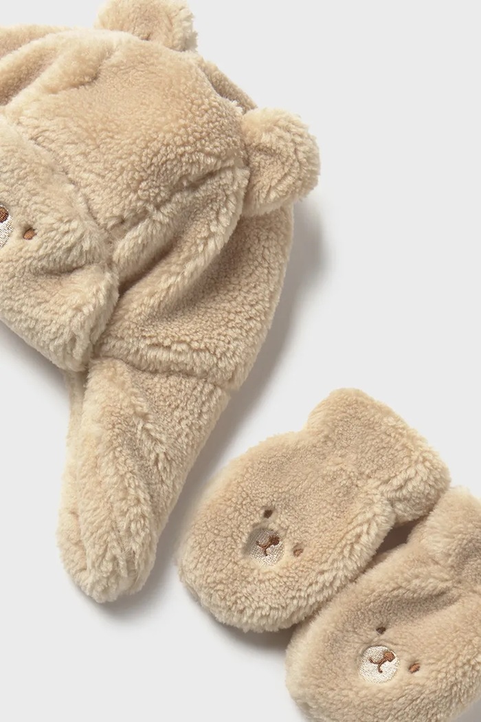 Kojenecká čepice a rukavice Mayoral 10023.3D.Baby.9BYA béžová AW25