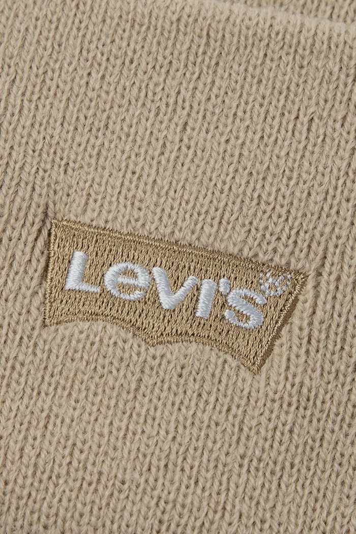 Chłopiec Levi's Czapka beanie dziecięca LAN TONAL EMBROIDERED BEANIE 9A8707 beżowy
