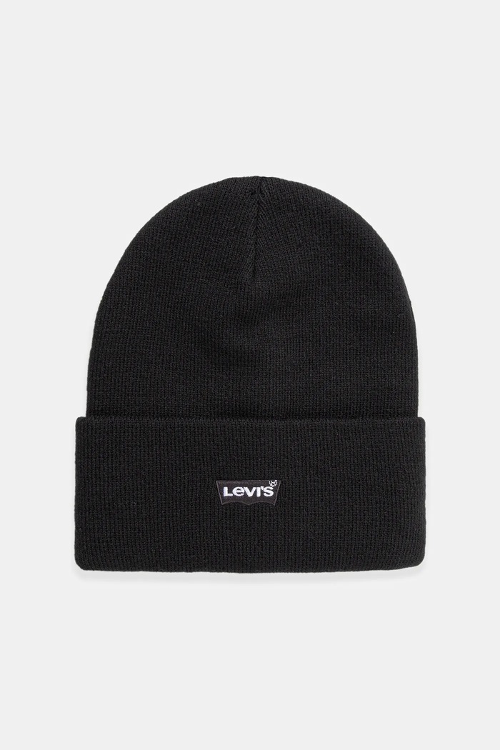 Detská čiapka Levi's LAN TONAL EMBROIDERED BEANIE stredne hrubá čierna 9A8707
