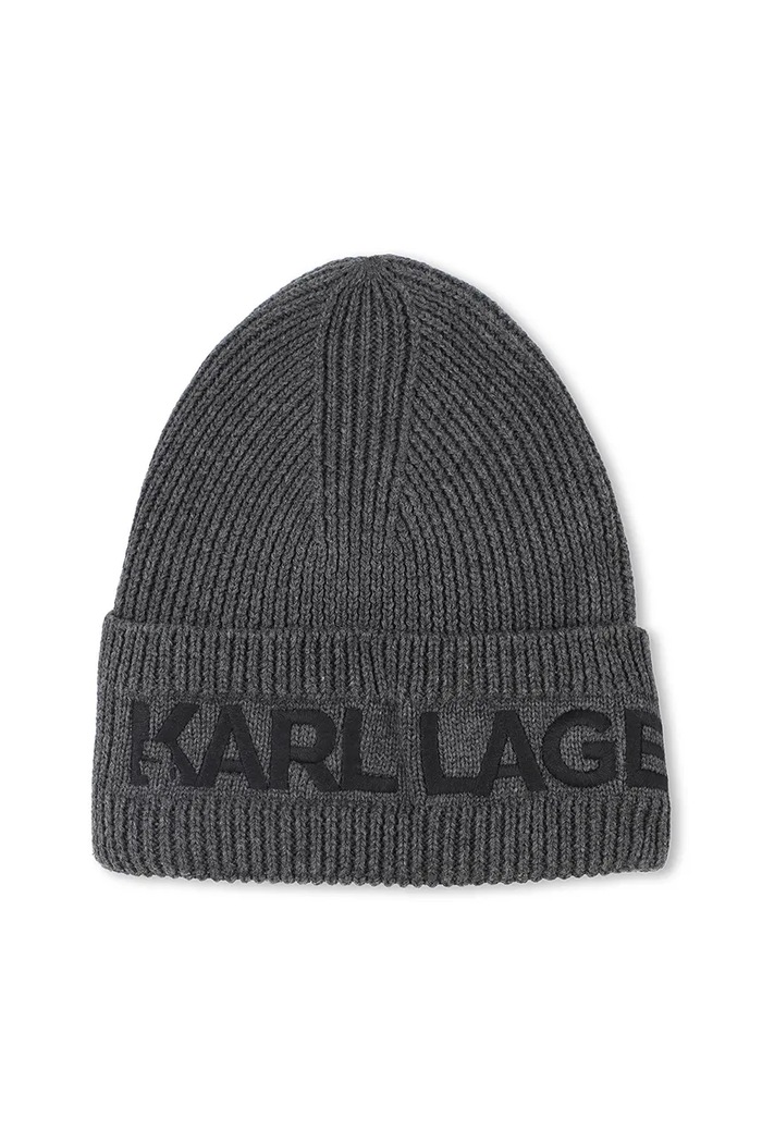 Детска памучна шапка и шал Karl Lagerfeld Z31031.56.58 сив AW25