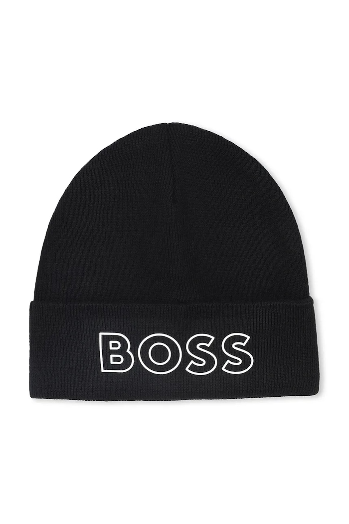 Dětská čepice s příměsí vlny BOSS J52617.56.58 černá AW25