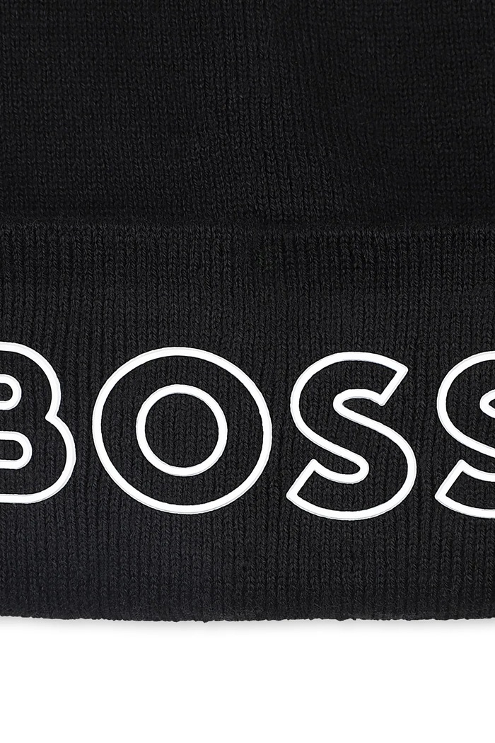 Dětská čepice s příměsí vlny BOSS černá J52617.56.58