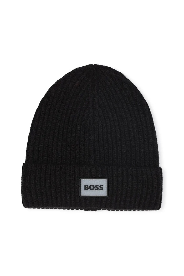 BOSS czapka dziecięca aplikacja czarny J52618.54.56