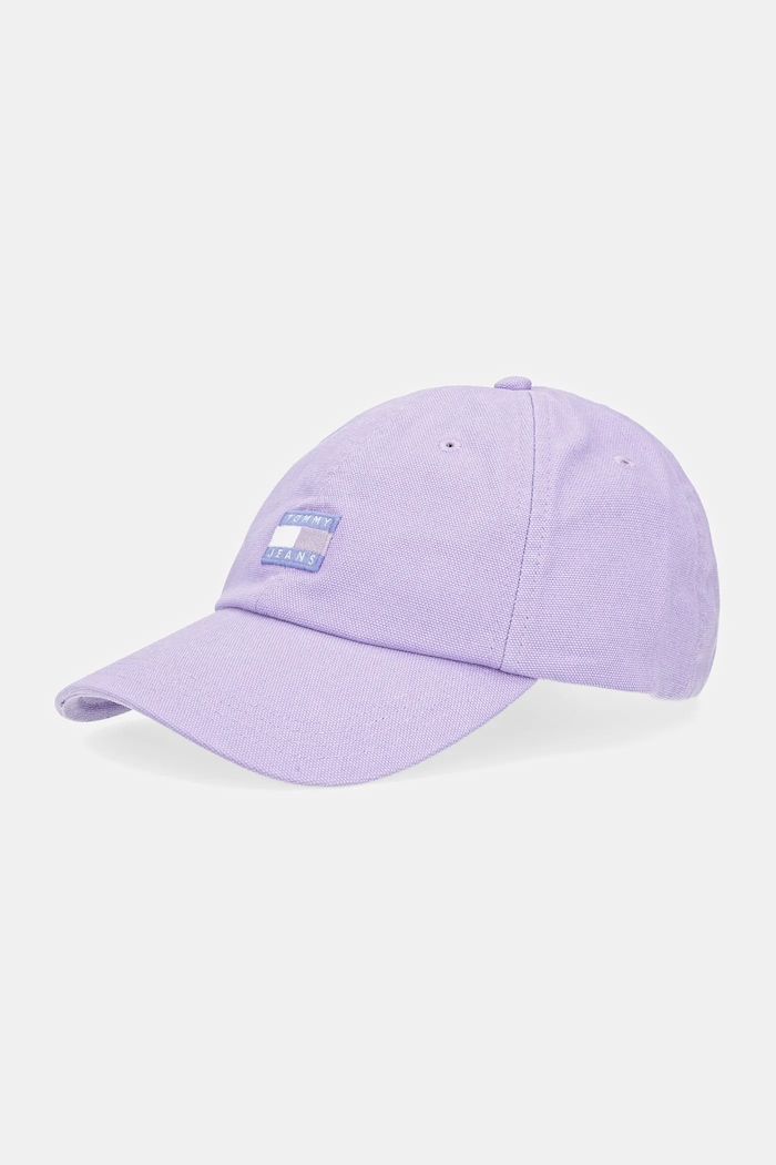 Tommy Jeans czapka z daszkiem bawełniana bawełna fioletowy AW0AW17580