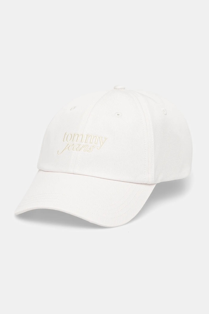 Tommy Jeans czapka z daszkiem bawełniana aplikacja biały AW0AW17815