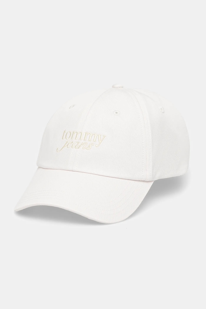 Tommy Jeans czapka z daszkiem bawełniana aplikacja biały AW0AW17815