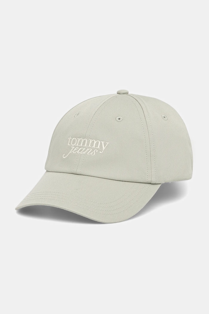 Tommy Jeans czapka z daszkiem bawełniana aplikacja zielony AW0AW17815