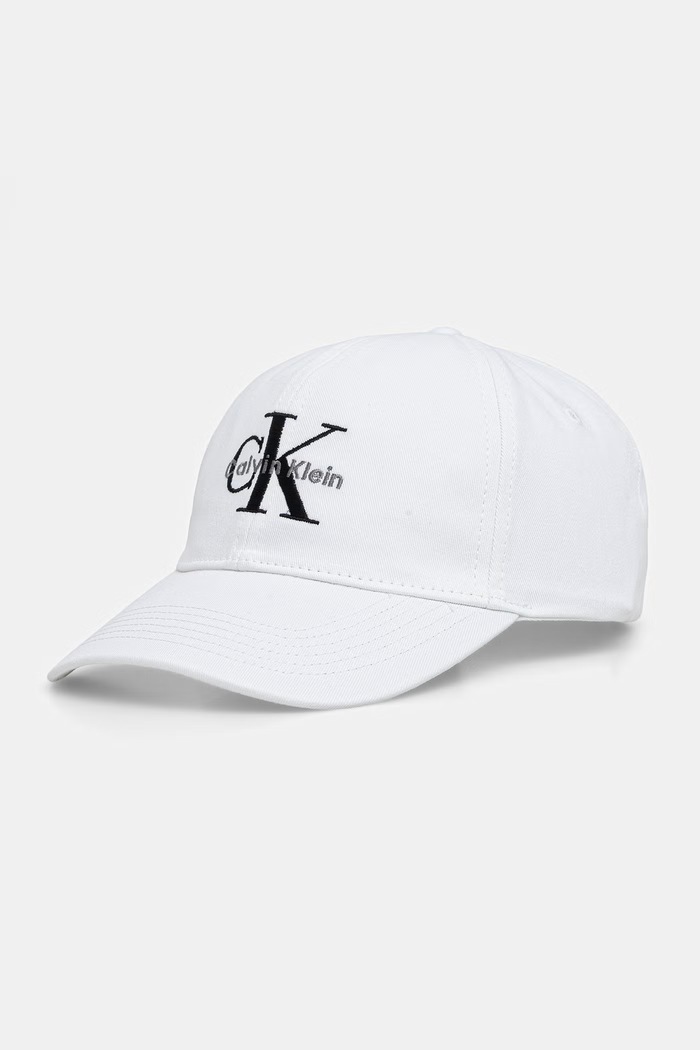 Calvin Klein čiapka so šiltom dámska bavlnená bavlna biela LV04K5026G