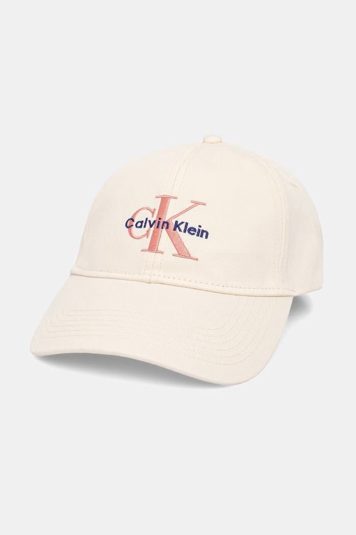 Calvin Klein čiapka so šiltom dámska bavlnená bavlna béžová LV04K5026G