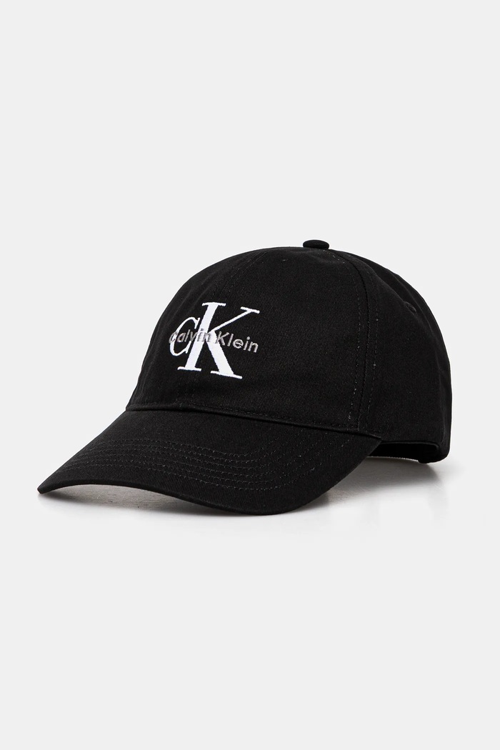 Calvin Klein čiapka so šiltom dámska bavlnená bavlna čierna LV04K5026G