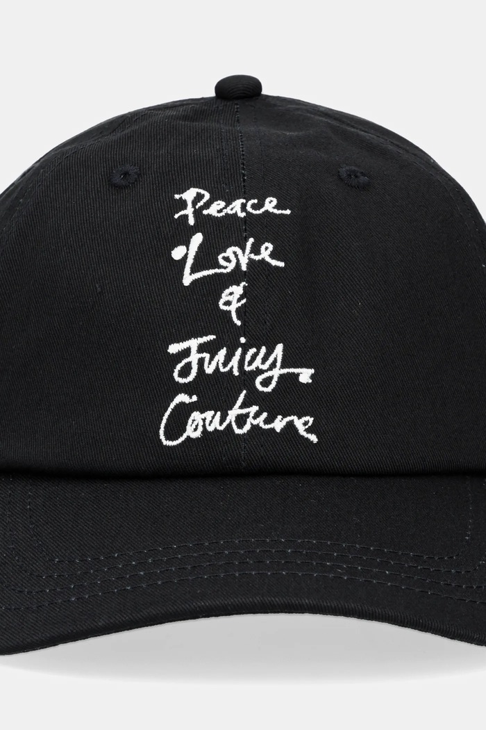 Juicy Couture czapka z daszkiem bawełniana PEACE LOVE AND JUICY CAP JCAWH225703 czarny AW25