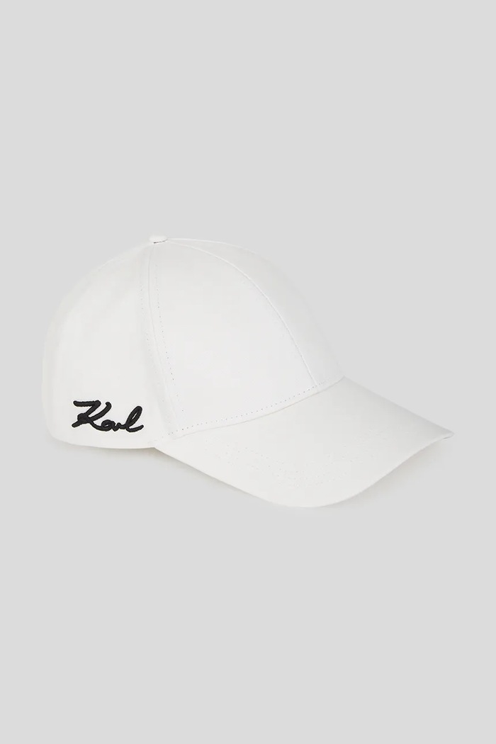 Karl Lagerfeld czapka z daszkiem bawełniana K/SIGNATURE bawełna biały A3W33018