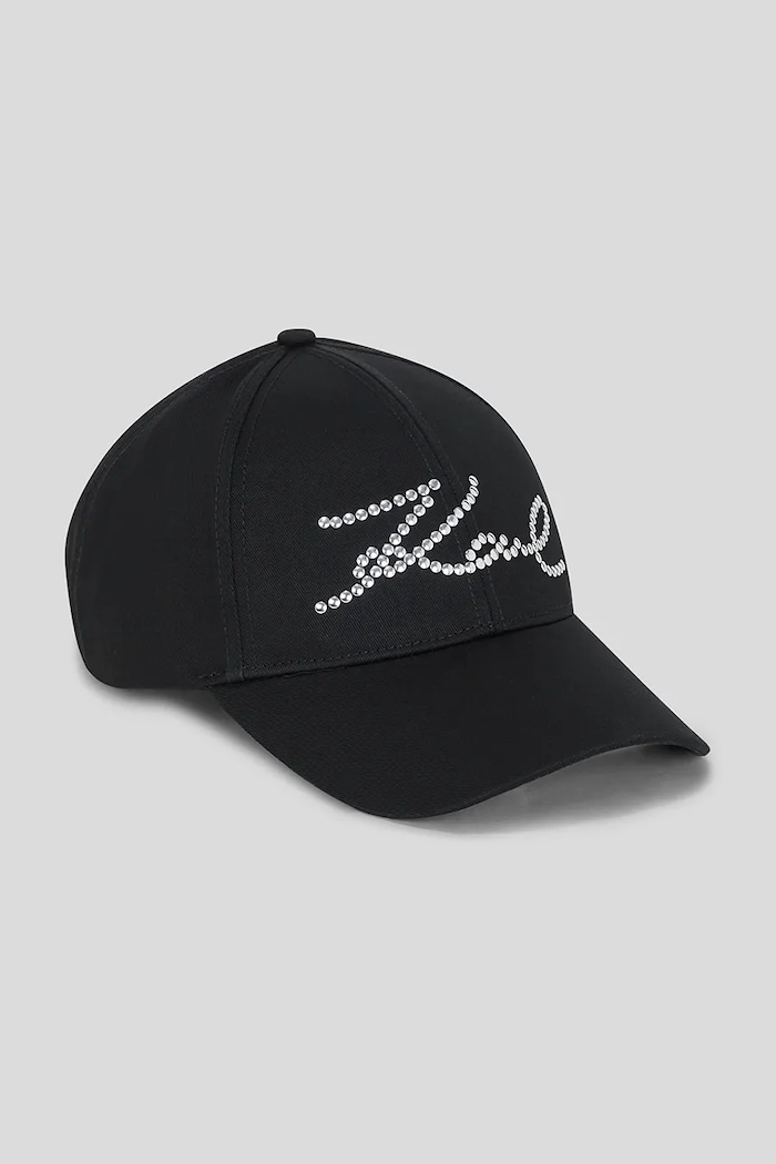 Karl Lagerfeld czapka z daszkiem bawełniana K/SIGNATURE aplikacja czarny A3W33019