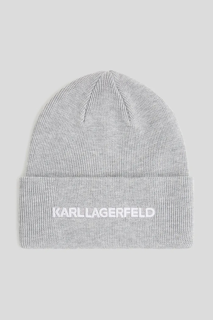 Čiapka Karl Lagerfeld K/ESSENTIAL stredne hrubá sivá A3W33143