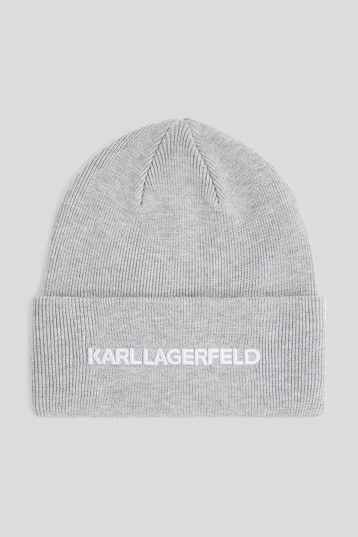 Čiapka Karl Lagerfeld K/ESSENTIAL stredne hrubá sivá A3W33143
